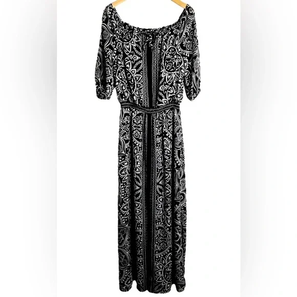 chinese dress ladies Zapakasa Women Black and White Chiffon Boho Maxi Polka Dot Dress A Line  Deep V-Neck Summer Dress main image 1